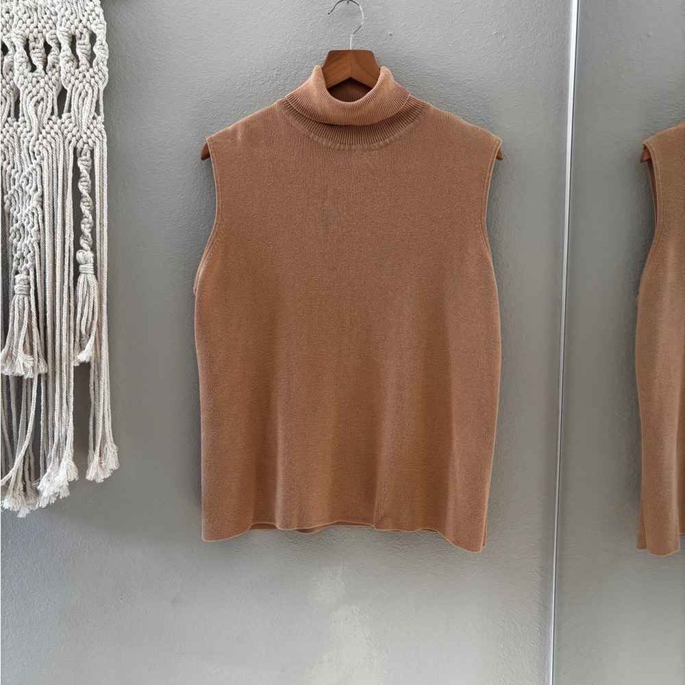 Tan Ribbed Sweater Tank